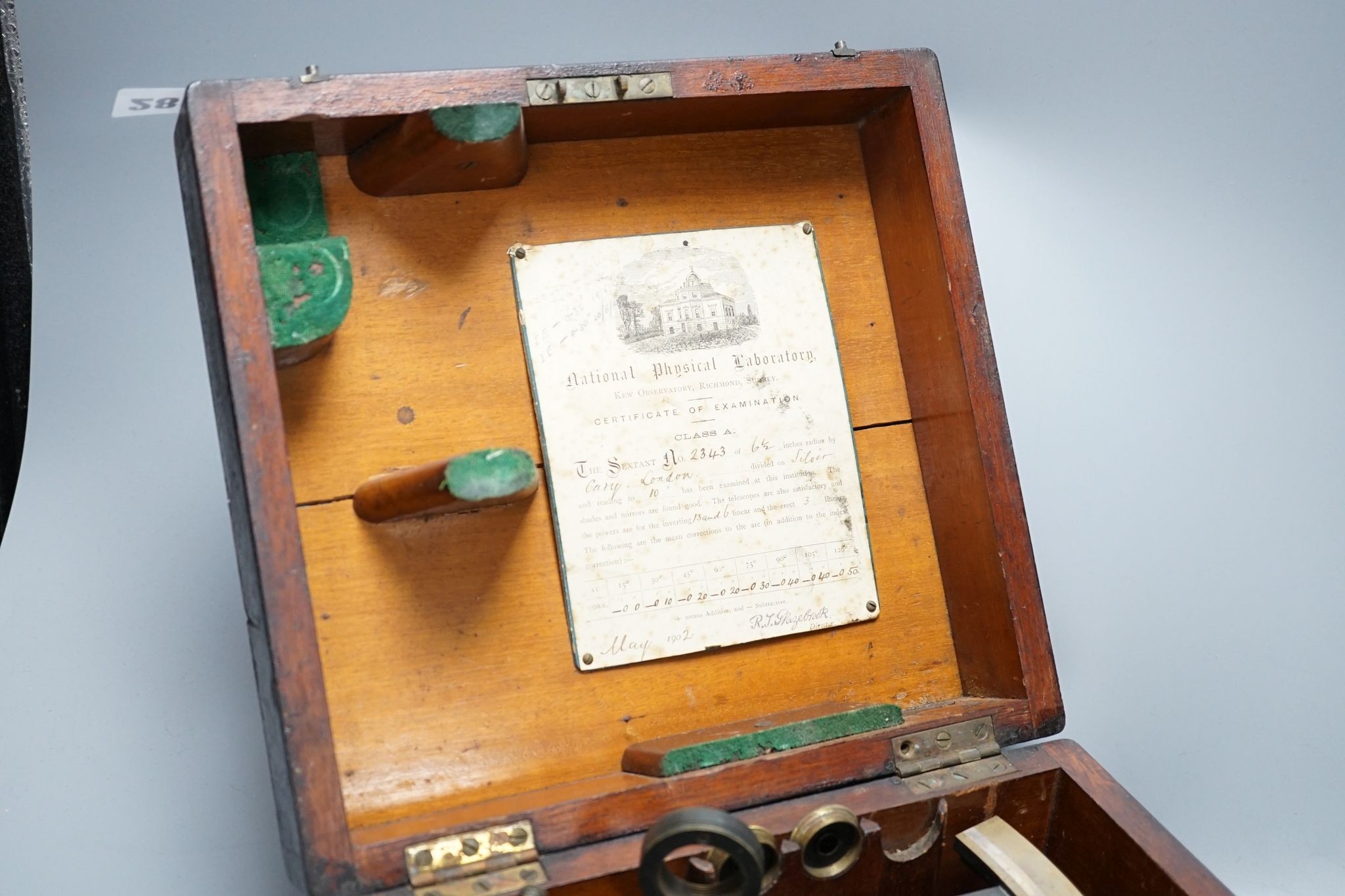 Cary, London, a 19th century brass sextant, in original case